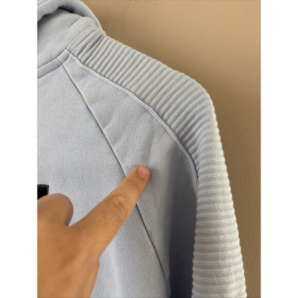 Adidas Women’s Blue Cropped Hoodie Sweatshirt Size Large Pullover O3 - Picture 4 of 7